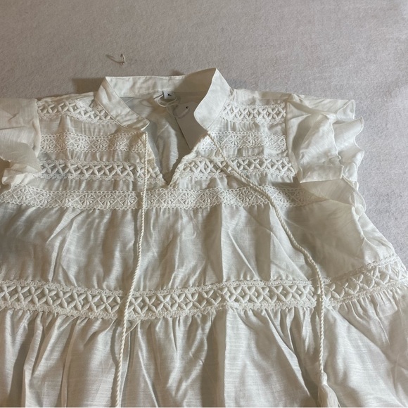 White Flowy Dress Short Sleeve Midi Dress Med size dress NWT - Picture 3 of 10